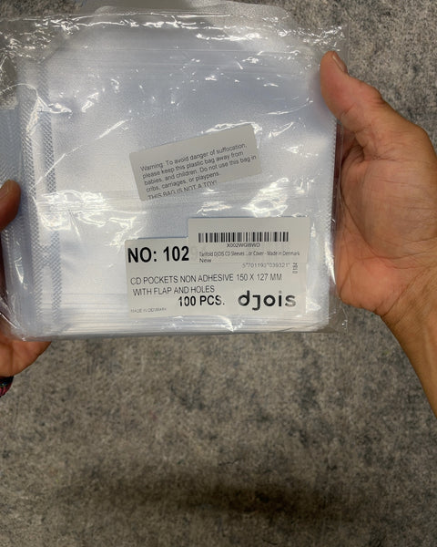 Tarifold Djois Non-Adhesive CD Sleeves Pockets, 100 Pack