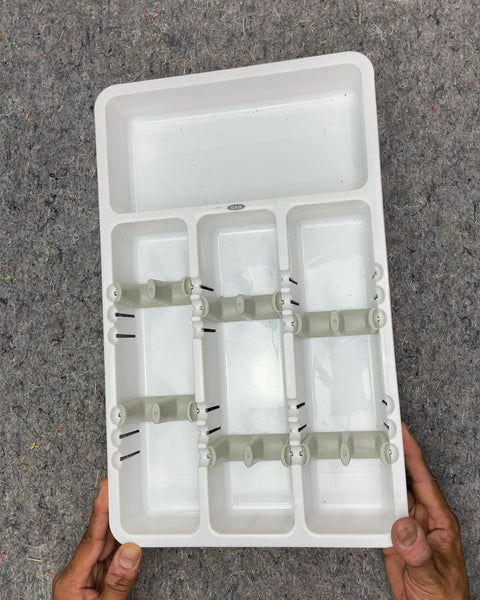OXO White Expandable Cutlery Organizer, 9x15"
