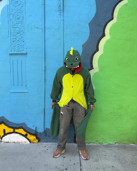 Green Dinosaur Onesie Costume, Size L