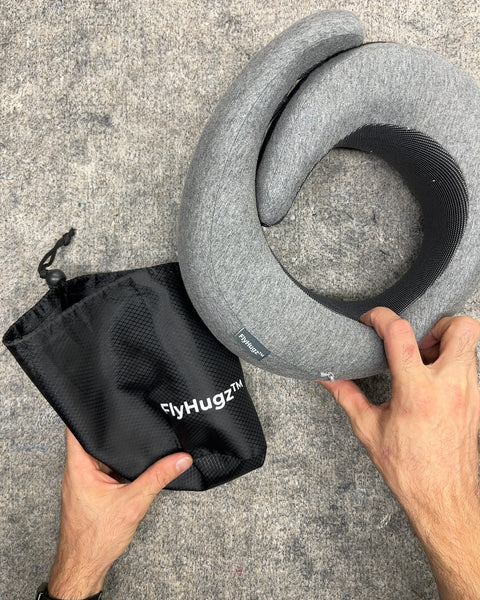 FlyHugz Ergonomic Travel Neck Pillow with Pouch