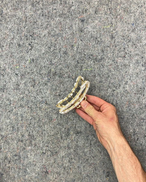 Gold Tone Pearl Hair Claw Clip