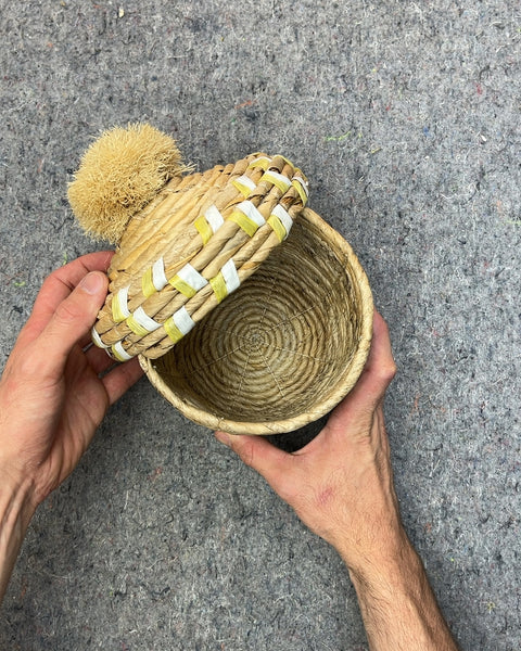 Pretty Woven Straw Basket with Lid