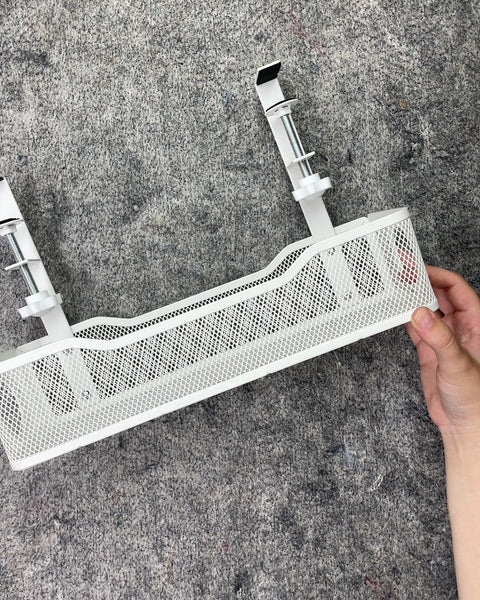 White Metal Mesh Under Desk Storage Basket