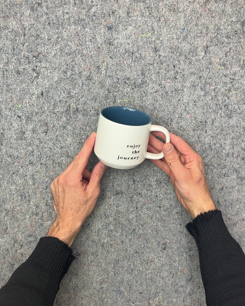 White and Blue Enjoy The Journey Mug