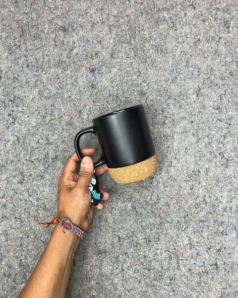 Black Ceramic Mug with Cork Base