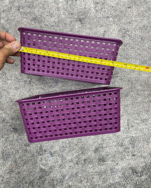 Purple Woven Pattern Plastic Storage Baskets, 9x7x4”