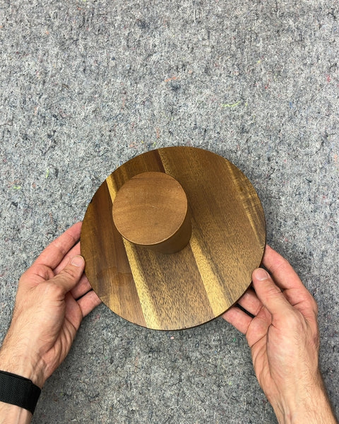 Pretty Wooden Cake Stand, W9"