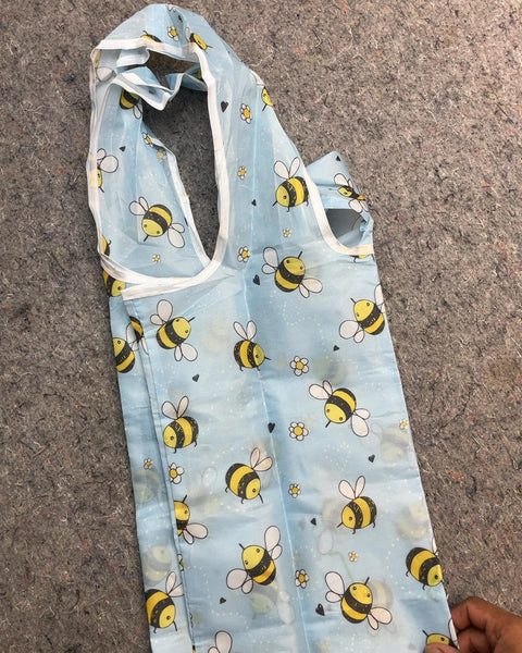 Big Reusable Shopping Bag with Bee Print