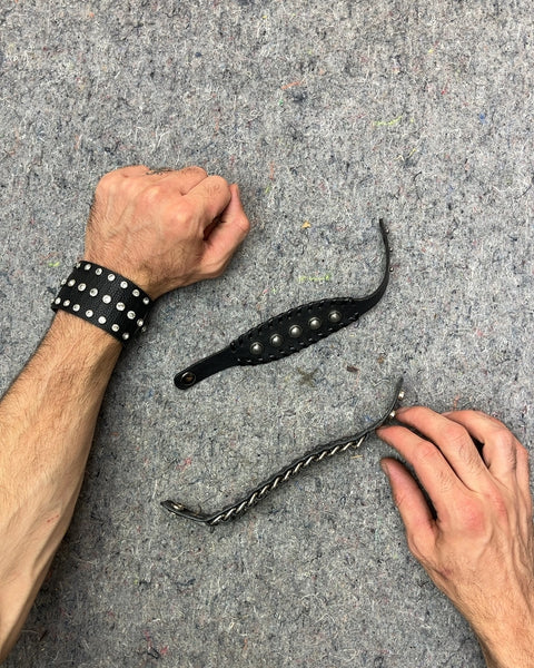 Black Studded Leather Bracelets