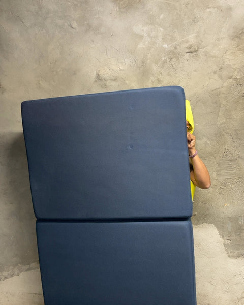Blue Foldable Floor Mattress That Turns Into A Chair, Sz Full, 54x38x78"
