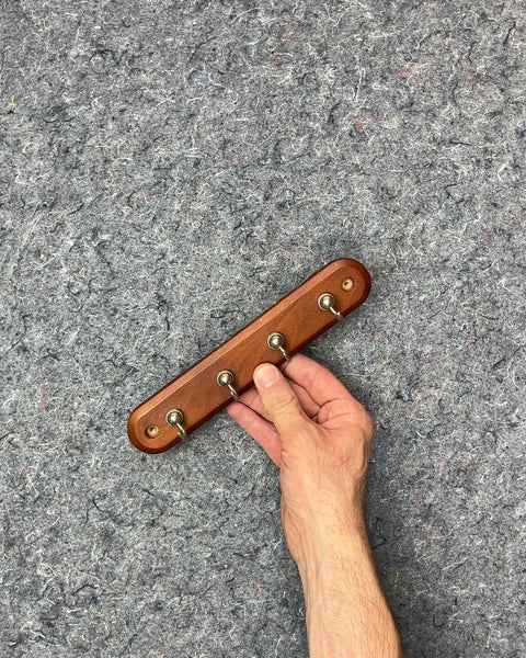 Wooden Key Holder with Metal Hooks