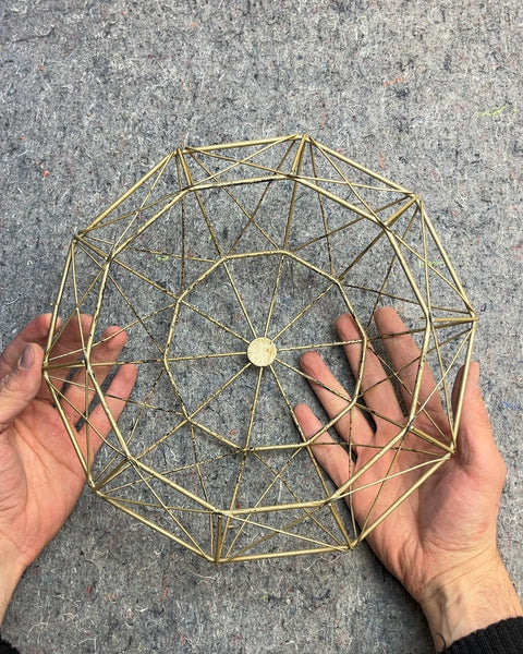 Gold Geometric Wire Basket, 11"