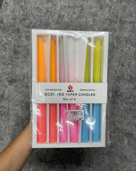 Scented Taper Candles, Set of 6