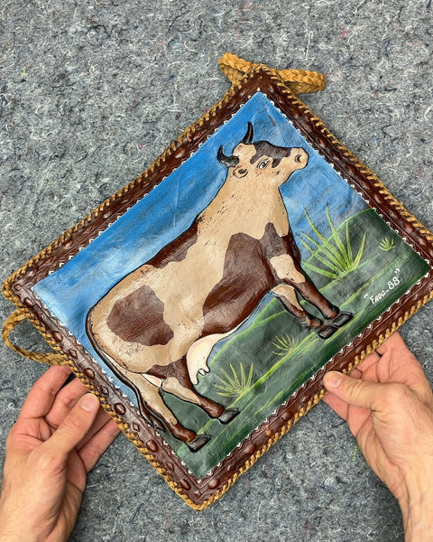 Hand Painted Cow Leather Bag