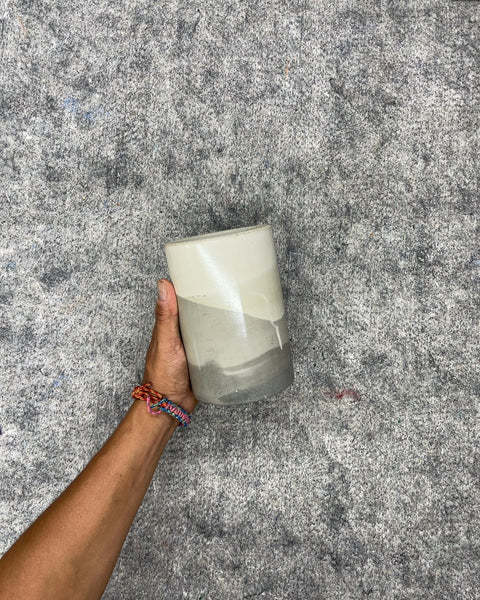 Two-Tone Glazed Ceramic Cylinder Vase