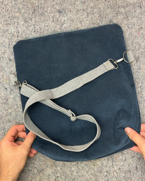 Blue Corduroy Crossbody Bag