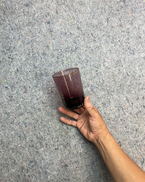 Purple Drinking Glass with Gold Rim