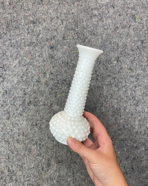 White Hobnail Milk Glass Vase