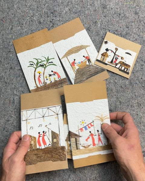Handmade African Art Greeting Cards, Set of 6