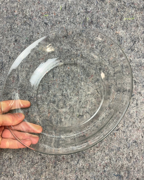 Pretty Clear Glass Shallow Serving Bowl Made In France, 11"