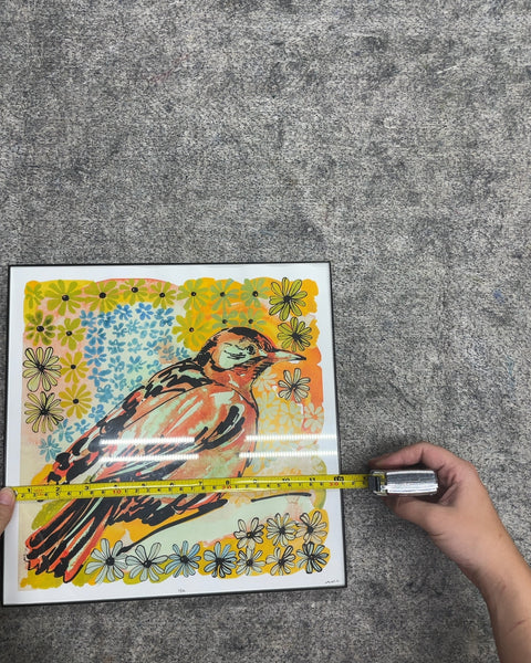 Framed Bird and Floral Pattern Art Print