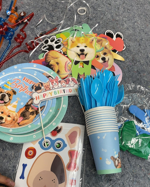 Dog Themed Birthday Party Supplies Set