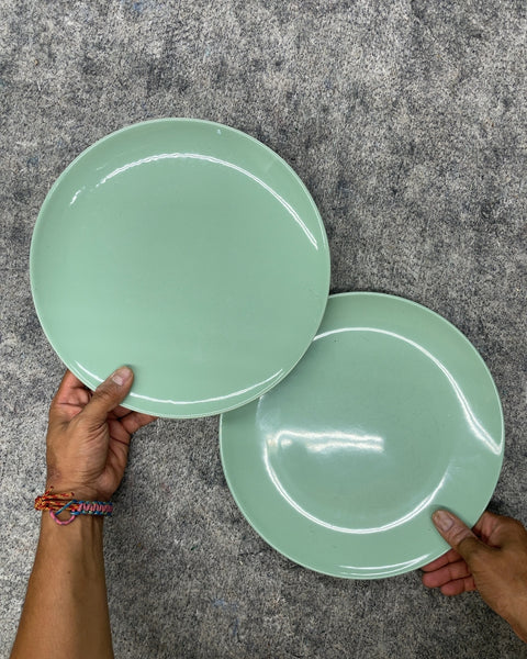 Sage Green Ceramic Dinner Plates, Set of 2