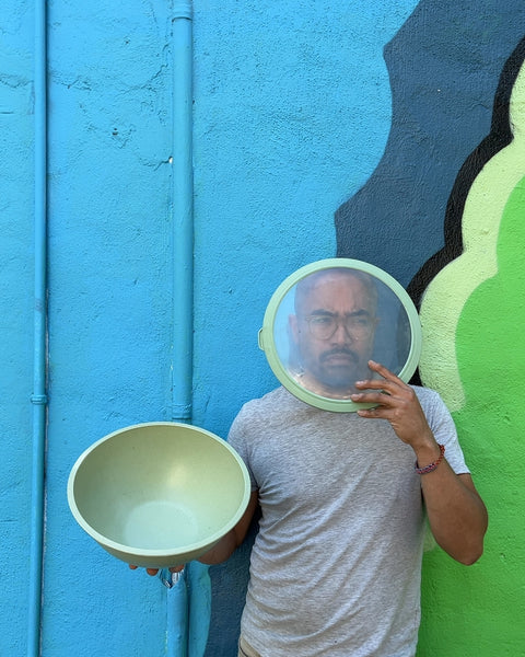 Green Plastic Mixing Bowl with Lid