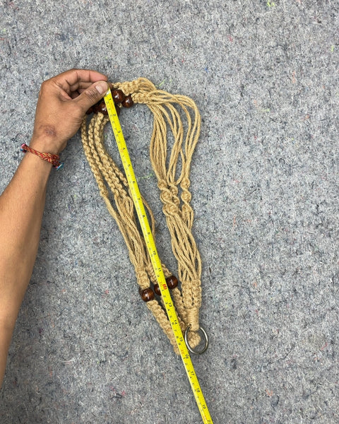 Macrame Plant Hanger with Wood Beads, 16"