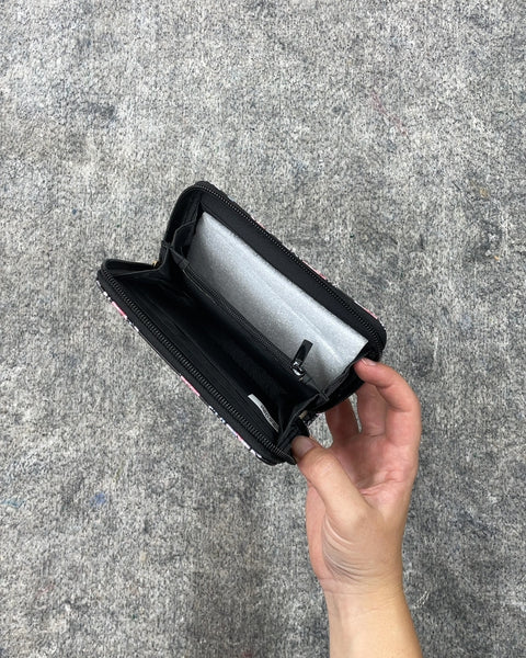 Black Floral Zipped Wallet