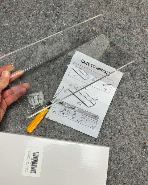 Acrylic Wall Shelf with Hardware, L12"