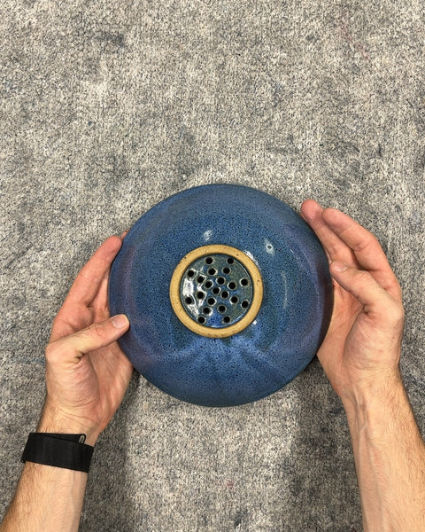 Sexy Blue Ceramic Berry Bowl, 9"