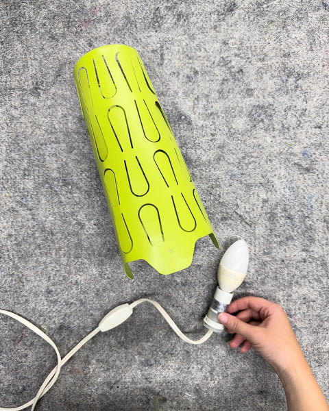 IKEA 2013 Lime Green Cutout Metal Cylinder Table Lamp (see descript.)
