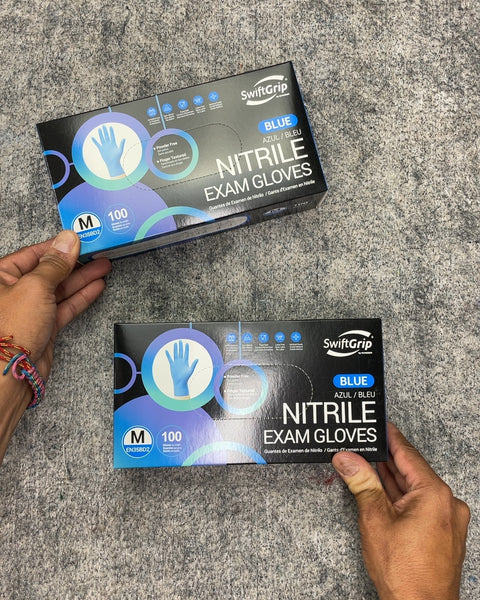 Two Packs Of SwiftGrip Blue Nitrile Exam Gloves, Size M