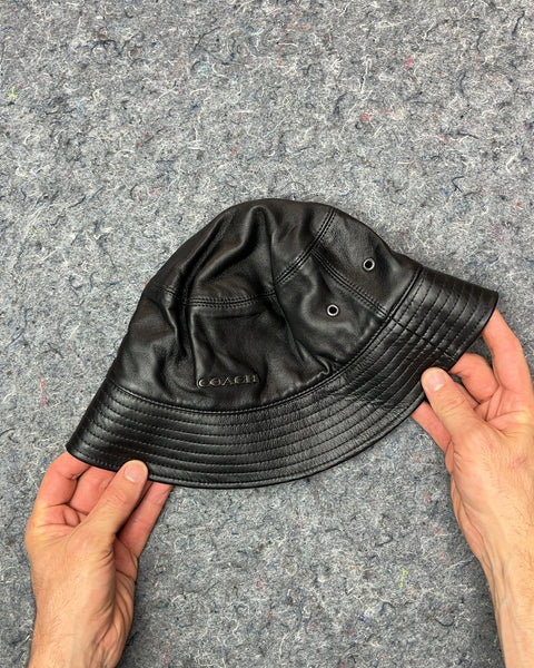 Coach Black Leather Bucket Hat