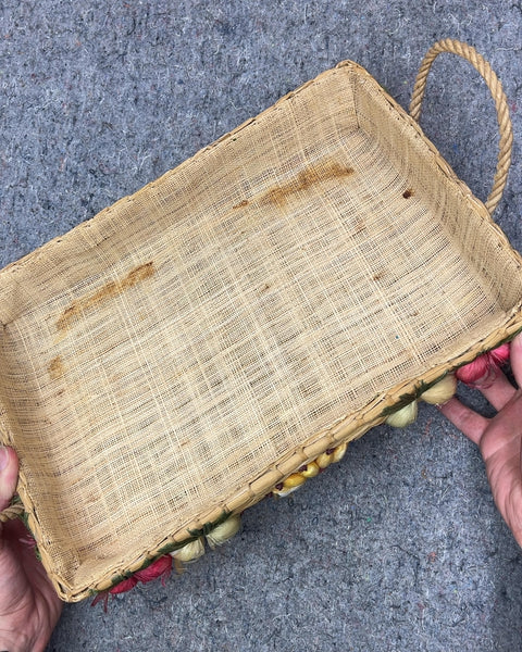 Another Woven Basket Tray with Floral Accents, 10x15"