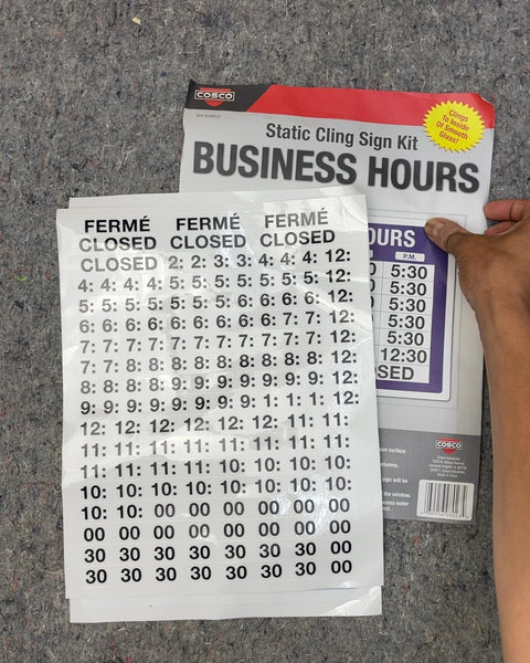 Cosco Static Cling Business Hours Sign Kit