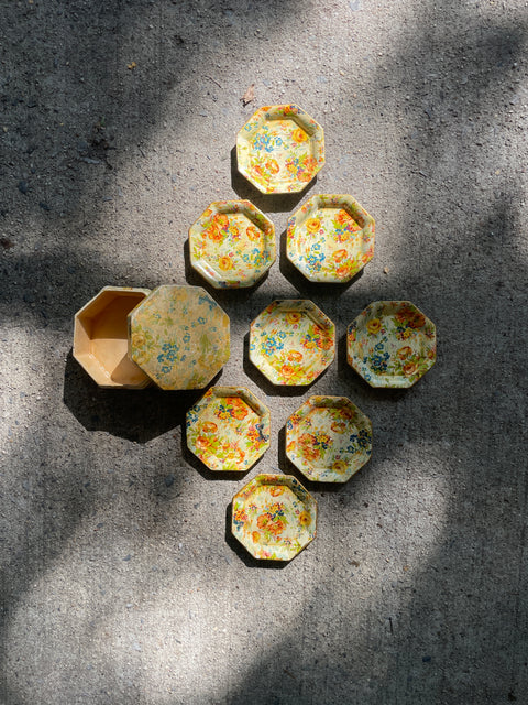 Beautiful Vintage Japanese Coasters & Case