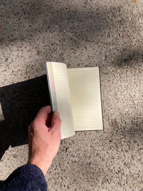 Black Ruled Notebook With Rainbow Side