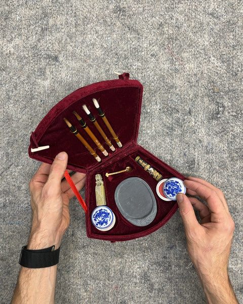 Chinese Calligraphy Set in Velvet Presentation Case