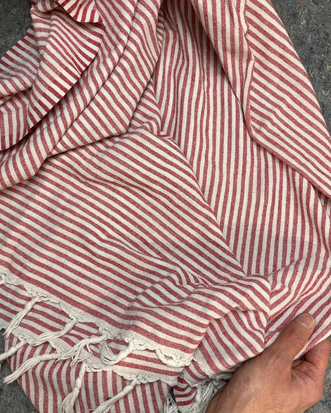 Mareora Red Striped Turkish Towel