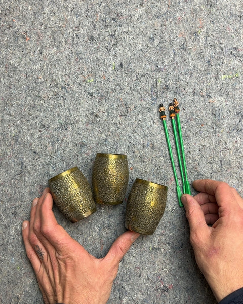 Vintage 3 Set Traditional Brass Cups