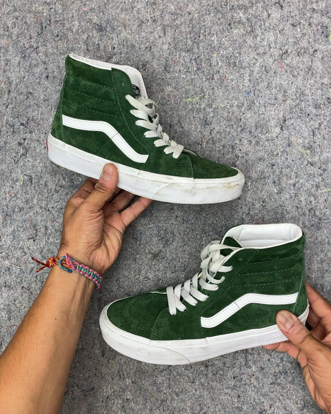 Vans Sk8-Hi Green Suede High Top Sneakers, 36.5 EU