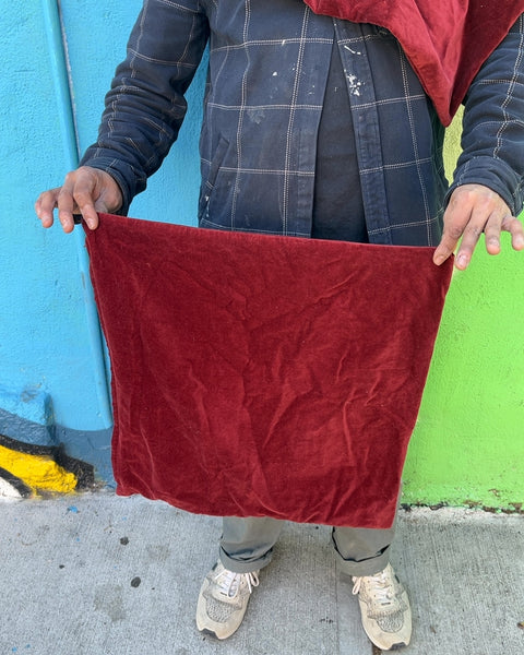 Two Velvet Red Cushion Covers, 19x19"