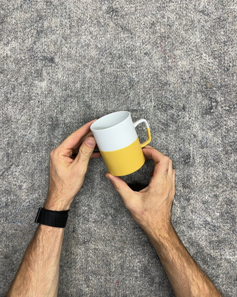 Essence of Life Bake Dip Cup Mug in Yellow and White