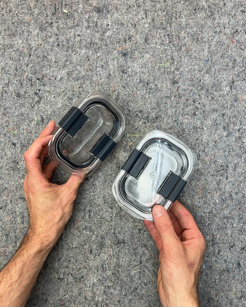 Two Lil' Rubbermaid Clear Food Storage Containers