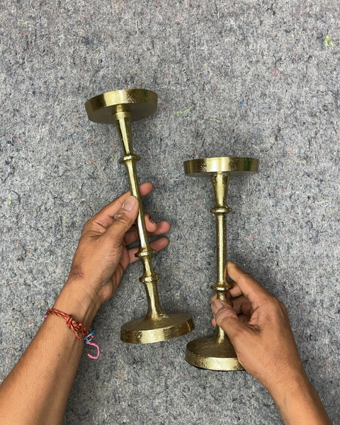 Golden Candle Holders, 9" & 11"