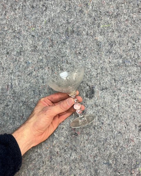 Etched Coupe Glass with Beads