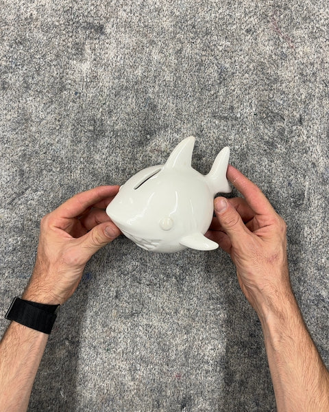 White Ceramic Shark Piggy Bank