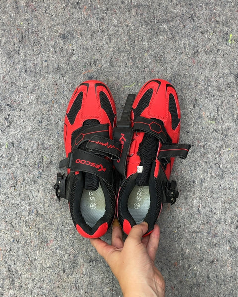 Keesoo Red and Black Clip Cycling Shoes, Sz EU 40